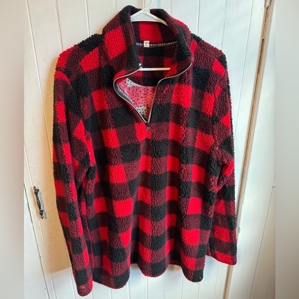 Buffalo plaid Sherpa sweater